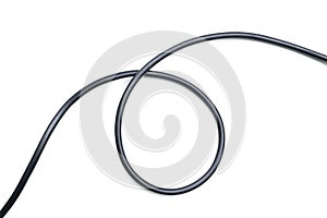 Black wire electrical cable isolate on white background