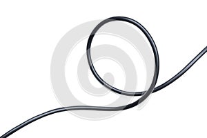 Black wire electrical cable isolate on white background