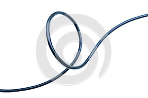 Black wire electrical cable isolate on white background.