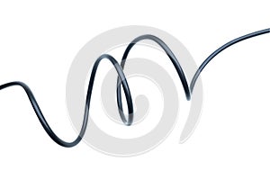 Black wire electrical cable isolate on white background.