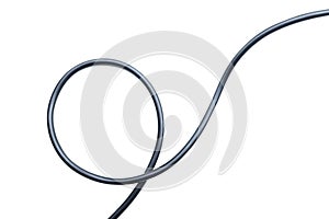 Black wire electrical cable isolate on white background.
