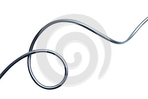 Black wire electrical cable isolate on white background.