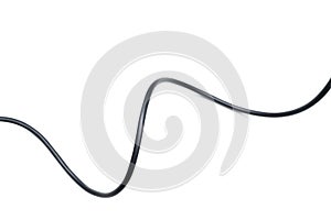 Black wire electrical cable isolate on white background