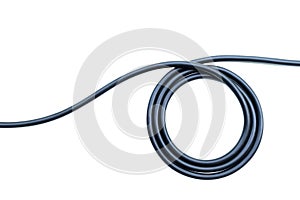 Black wire electrical cable isolate on white background.