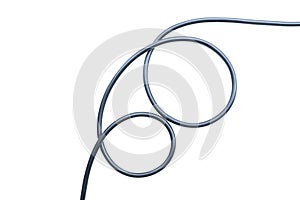 Black wire electrical cable isolate on white background.