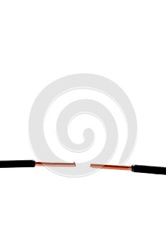 Black wire facing each other on white