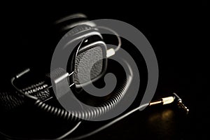 Black wired on ear headphones