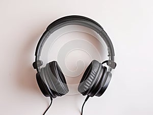 Black Wired Headphones on Light Background