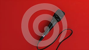 A Microphone on Red Surface.AI generated image