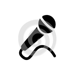 Black Wired Microphone symbol for banner, general design print and websites.