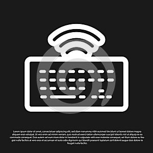 Black Wireless computer keyboard icon isolated on black background. PC component sign. Internet of things concept with