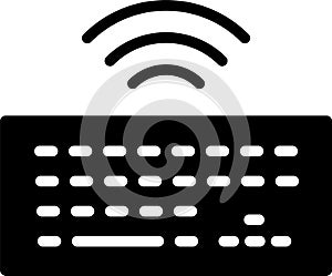 Black Wireless computer keyboard icon isolated on white background. PC component sign. Internet of things concept with