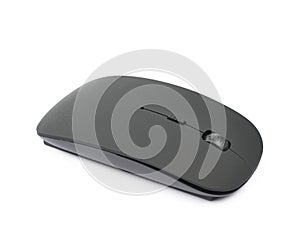 Black wireless computer mouse isolated