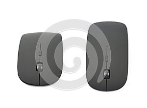 Black wireless computer mouse isolated