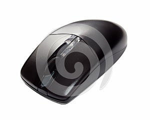 Black wireless computer mouse isolated on white