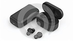 Black Wireless Earbuds Charging Case