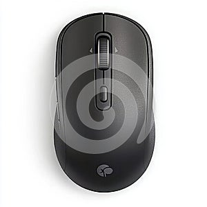 Black Wireless Ergonomic Computer Mouse On White Background