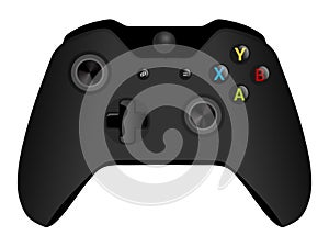 Black wireless Game controller isolated on white