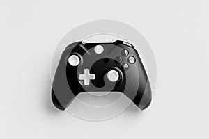 Black wireless gaming controller on white background