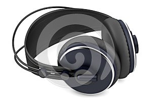 Black wireless headphones isolated on white