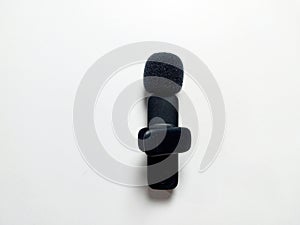 Black Wireless Lavalier Microphone on White Background