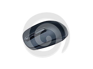 Black wireless optical computer mouse isolated on white background