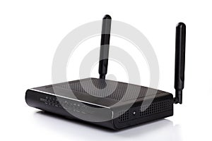 Black Wireless Router isolated on white background