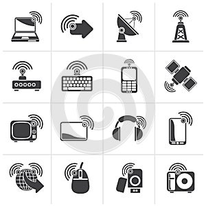 Black wireless and technology icons