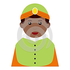 Black Wiseman Avatar Flat Icon on White