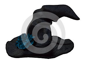Negro brujas un sombrero azul flor sobre el blanco  una imagen tridimensional creada usando un modelo de computadora 