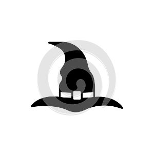 Black Witch Hat for Halloween Silhouette Icon. Wizard Magic Pointy Cap for Party 31 October Glyph Pictogram. Accessory