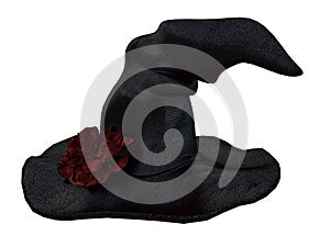Negro brujas un sombrero flor sobre el blanco  una imagen tridimensional creada usando un modelo de computadora 