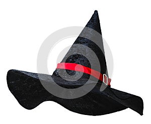 Black witch hat with red strip photo