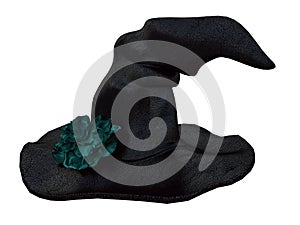 Negro brujas un sombrero turquesa flor sobre el blanco  una imagen tridimensional creada usando un modelo de computadora 