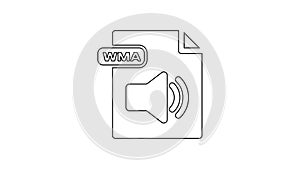 Black WMA file document. Download wma button line icon on white background. WMA file symbol. Wma music format . 4K Video