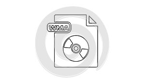 Black WMA file document. Download wma button line icon on white background. WMA file symbol. Wma music format . 4K Video