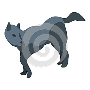 Black wolf icon, isometric style