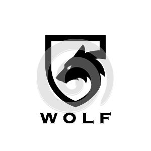 Black wolf shield logo icon