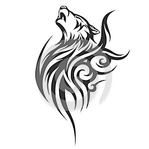 Black wolf Tattoo illustration. Illustration.