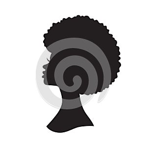 Black Woman with Afro Hair Silhouette Vector Illustration