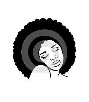 Black Woman with Afro Hair Silhouette Vector Illustration photo