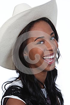 Black woman in a cowboy hat.