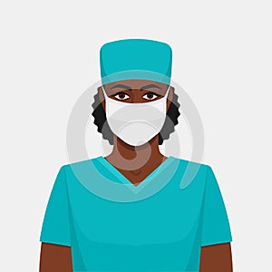 Black woman doctor with mask