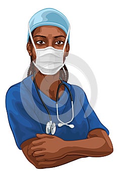 Black Woman Doctor Nurse Medical Professional Mask