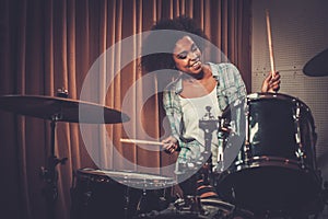 Black woman drummer