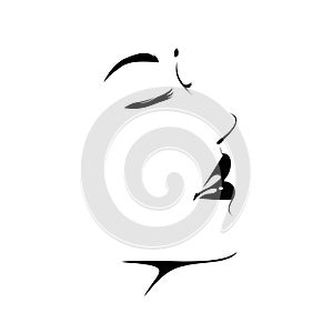 Black woman face icon vector,pretty girl logo, beauty sign, portrait silhouette, profile