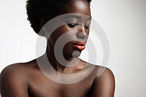 Black woman with ideal skin photo
