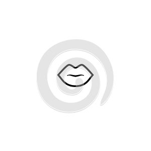 Black woman lips contour. Flat line icon isolated on white. Kiss trace