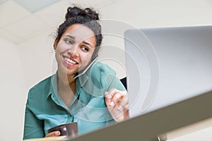 Black woman on mobile phone