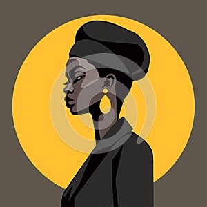 Black woman modern icon avatar. African woman design.